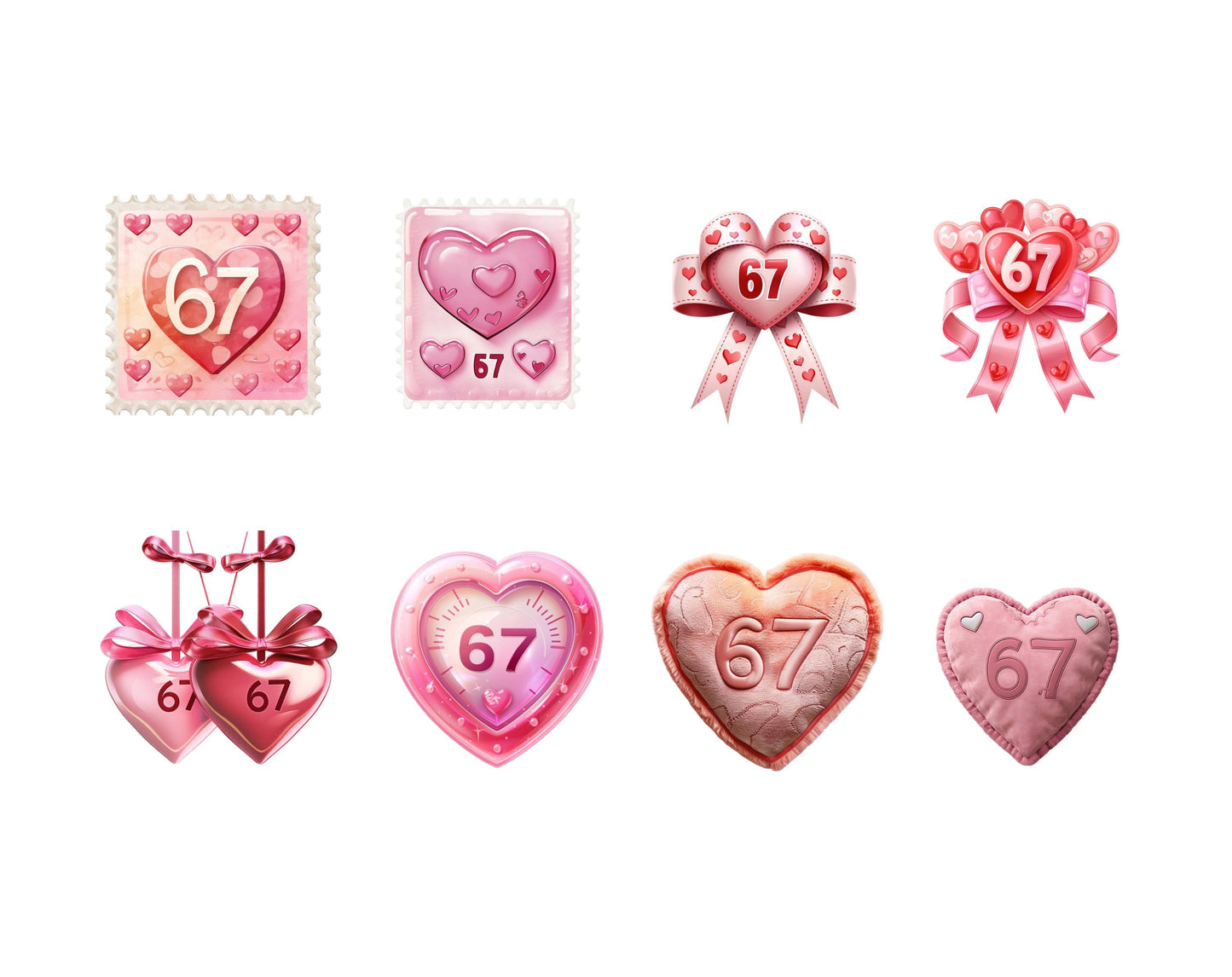 Valentine 67 Clipart Bundle, Preppy Love Xoxo Coquette Bow Clipart, Funny Valentine Sixty Seven Meme Clipart, Teddy Bear Trendy Shirt Design