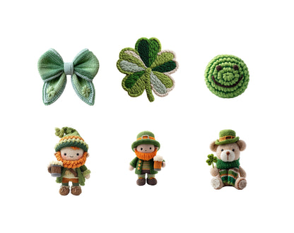 38 PNG-Dateien zum St. Patrick's Day, Cliparts mit Glücksbringern aus Kunstgarn, St. Patrick's Day Schleife (PNG), Irische Glücksbringer-Cliparts, St. Patrick's Day Cliparts für Kinder