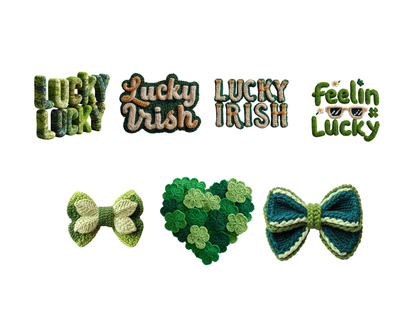 38 PNG-Dateien zum St. Patrick's Day, Cliparts mit Glücksbringern aus Kunstgarn, St. Patrick's Day Schleife (PNG), Irische Glücksbringer-Cliparts, St. Patrick's Day Cliparts für Kinder