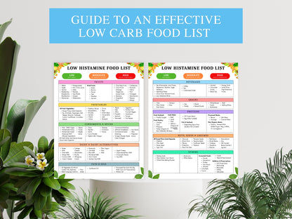 Low Histamine Food List, Printable Low Histamine Food Diet, Low Histamine Grocery List, Low Carb Food Guide, Instant Download