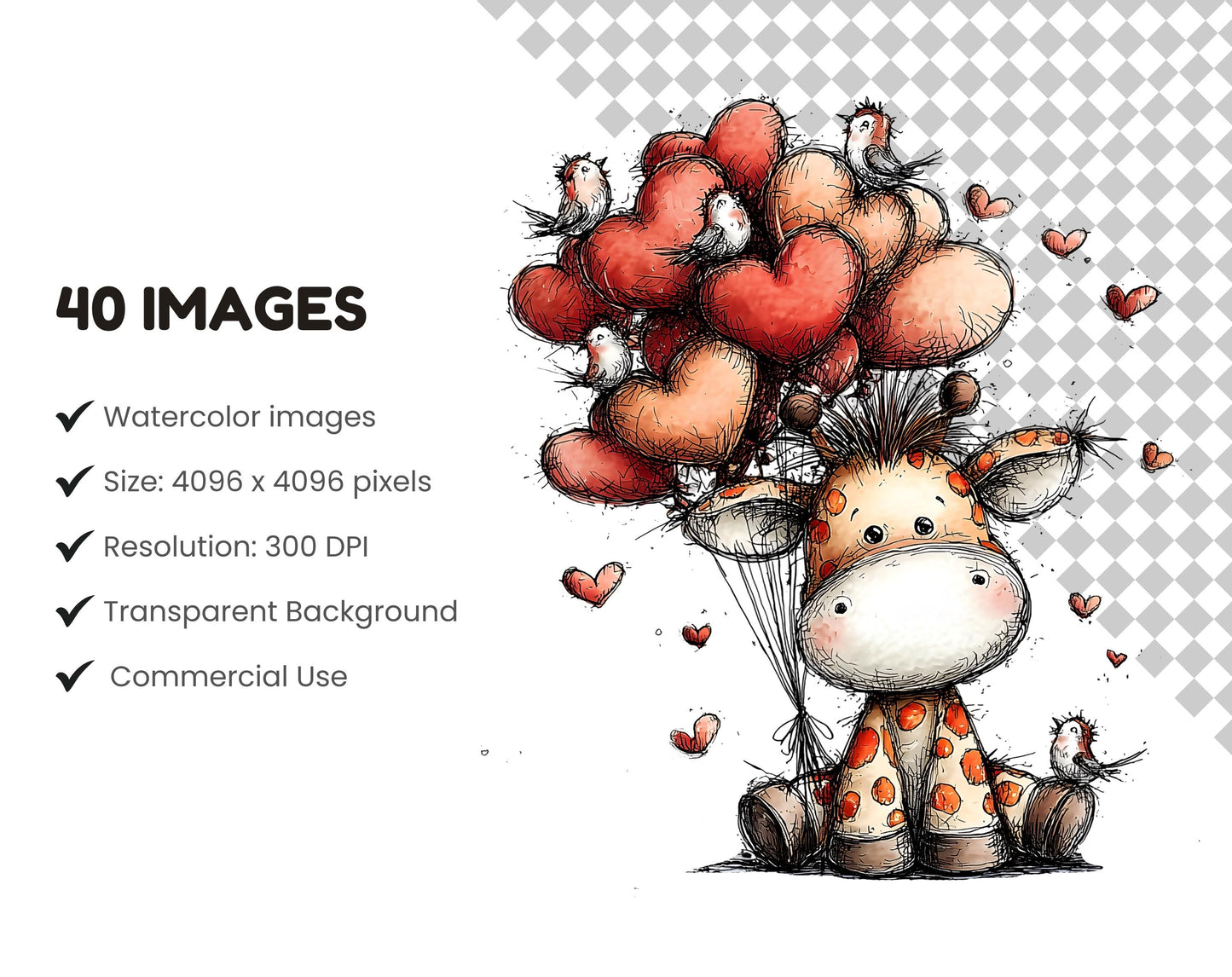 Valentine Teddy Bear Clipart Bundle, Valentine's Day png, Animals With Heart Clipart, Valentine Balloon Clipart, Valentine Animal Clipart