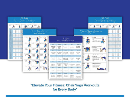 Chair Yoga For Weight Loss Printable, Seated Yoga Routine For Seniors, 30 Exercise Program, Senior Workout Guide, Meal Planner, Yoga Tracker