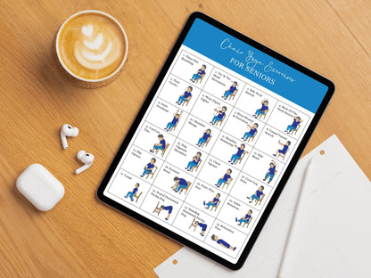 Chair Yoga For Weight Loss Printable, Seated Yoga Routine For Seniors, 30 Exercise Program, Senior Workout Guide, Meal Planner, Yoga Tracker