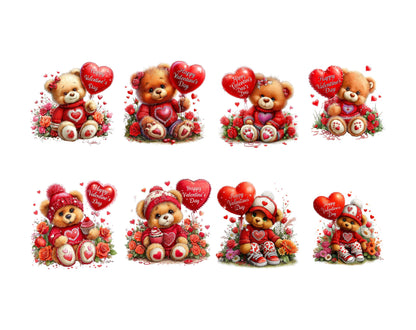 54 Valentine Teddy Bear Clipart, Love Teddy Clipart, Valentine's Day Clipart, Valentine Bear png, Card Making, Paper Craft, Digital Download