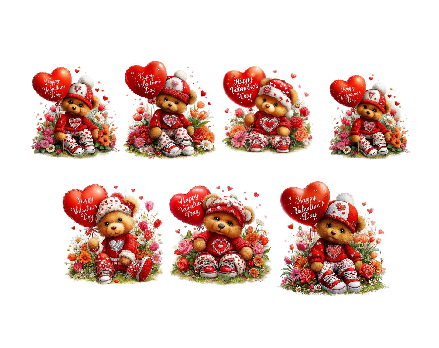 54 Valentine Teddy Bear Clipart, Love Teddy Clipart, Valentine's Day Clipart, Valentine Bear png, Card Making, Paper Craft, Digital Download