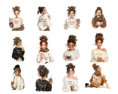 27 Boss Lady Clipart png Bundle, Girl Boss Clipart, Fashion Women Clipart, Love Yourself png, Watercolor Girl Lady Boss Clipart