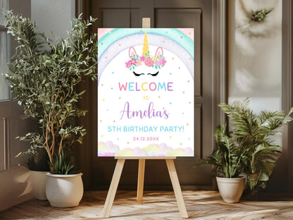Magical Unicorn Welcome Sign Editable, Unicorn Party Invitation, Unicorn Birthday Welcome Board, Instant Download
