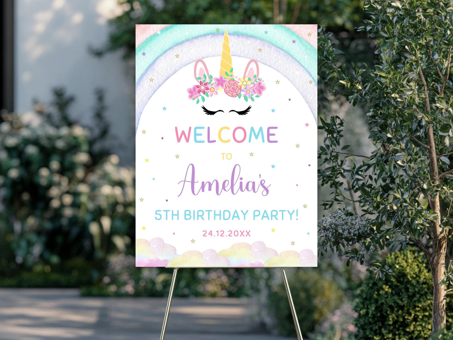 Magical Unicorn Welcome Sign Editable, Unicorn Party Invitation, Unicorn Birthday Welcome Board, Instant Download