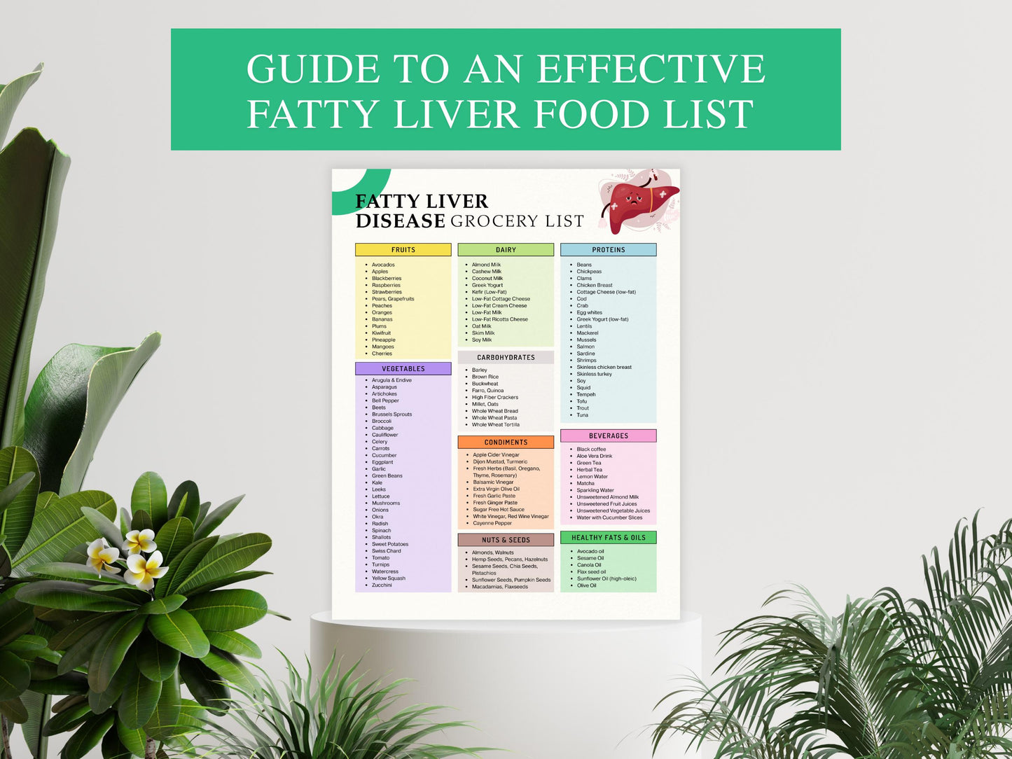 Printable Fatty Liver Grocery List, Fatty Liver Meal Plan, Diet List For Fatty Liver, Fatty Liver Shopping List, Fatty Liver Disease List