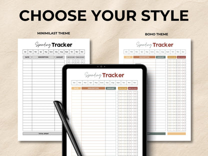 Daily Spending Tracker, Printable Spending Tracker, Finance Tracker, Monthly Expense Tracker, Money Spending, Budget Chart, Instant Download