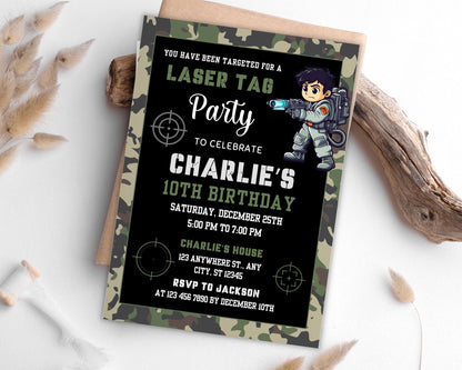 Laser Tag Birthday Invitation Template, Neon Laser Tag Invite, Teen Laser Tag Birthday Flyer, Kids Laser Tag Party, Boy Birthday Party