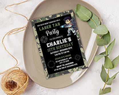 Laser Tag Birthday Invitation Template, Neon Laser Tag Invite, Teen Laser Tag Birthday Flyer, Kids Laser Tag Party, Boy Birthday Party