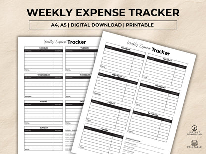 Weekly Expense Tracker Printable, Budget Planner, Spending Tracker, Weekly Finance Tracker, Finance Planner, A4/A5 PDF, Instant Download