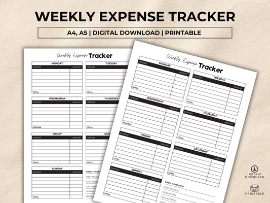 Weekly Expense Tracker Printable, Budget Planner, Spending Tracker, Weekly Finance Tracker, Finance Planner, A4/A5 PDF, Instant Download