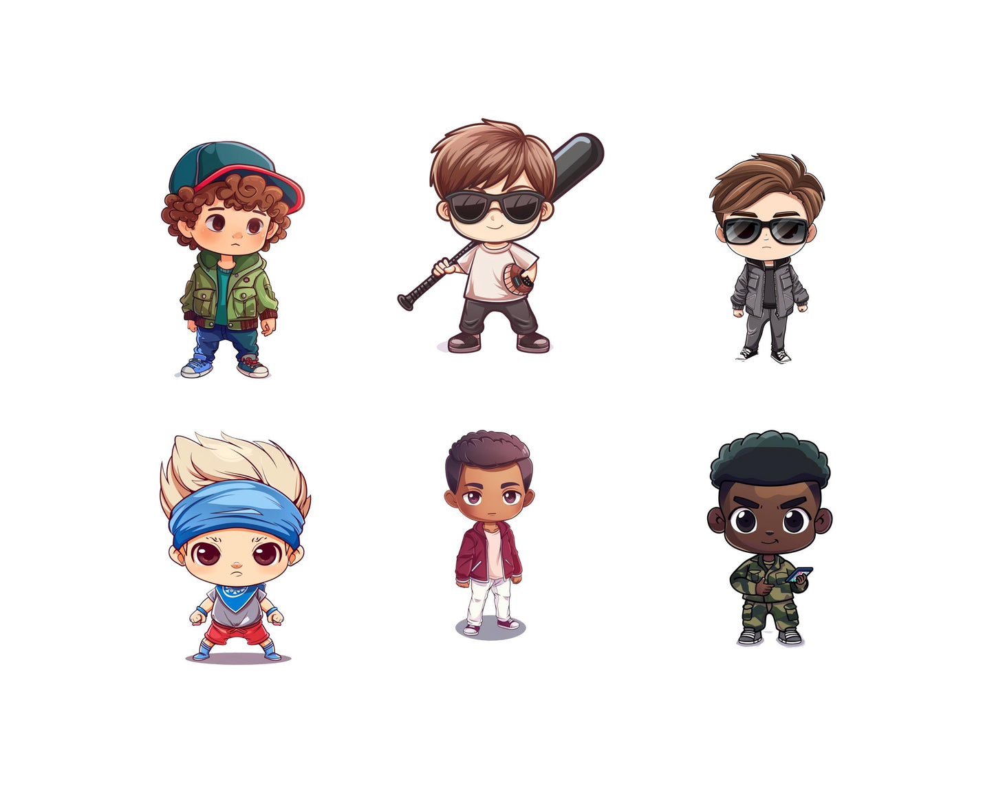 Cute Stranger Character Clipart Set, Stranger Hand Drawn, Watercolor Stranger Vibes & Monster Clipart,  80s Mystery Character Clipart PNG