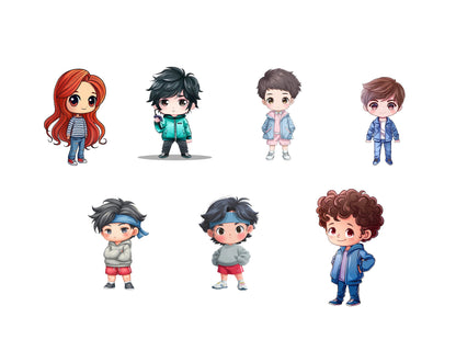 Cute Stranger Character Clipart Set, Stranger Hand Drawn, Watercolor Stranger Vibes & Monster Clipart,  80s Mystery Character Clipart PNG