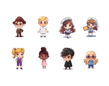 Cute Stranger Character Clipart Set, Stranger Hand Drawn, Watercolor Stranger Vibes & Monster Clipart,  80s Mystery Character Clipart PNG