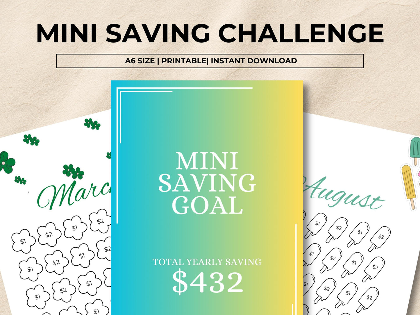 Low Income Monthly Saving Challenge Printable, Saving Tracker, Budget Tracker, Monthly Saving Plan, Mini Saving Challenge, Instant Download