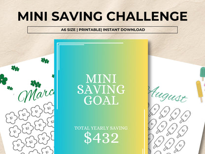 Low Income Monthly Saving Challenge Printable, Saving Tracker, Budget Tracker, Monthly Saving Plan, Mini Saving Challenge, Instant Download
