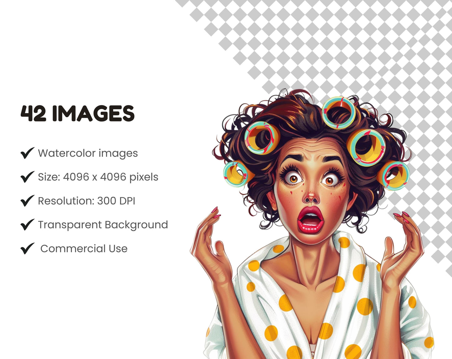 Sassy Black Women Clipart Bundle, Watercolor Afro Women PNG, Stank Face PNG, Black Girl Bonnet, Funny African Clipart, Sassy Girl Stickers