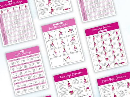 Chair Yoga For Seniors Chart, 30 Day Yoga Exercise Printable, Weight Loss Seniors Printable, Wellness Bundle, Senior Workout Guide