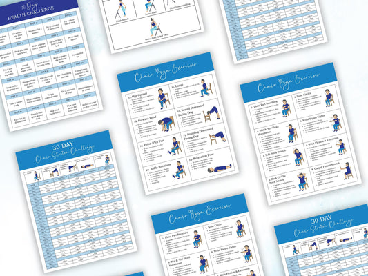 Chair Yoga For Weight Loss Printable, Seated Yoga Routine For Seniors, 30 Exercise Program, Senior Workout Guide, Meal Planner, Yoga Tracker