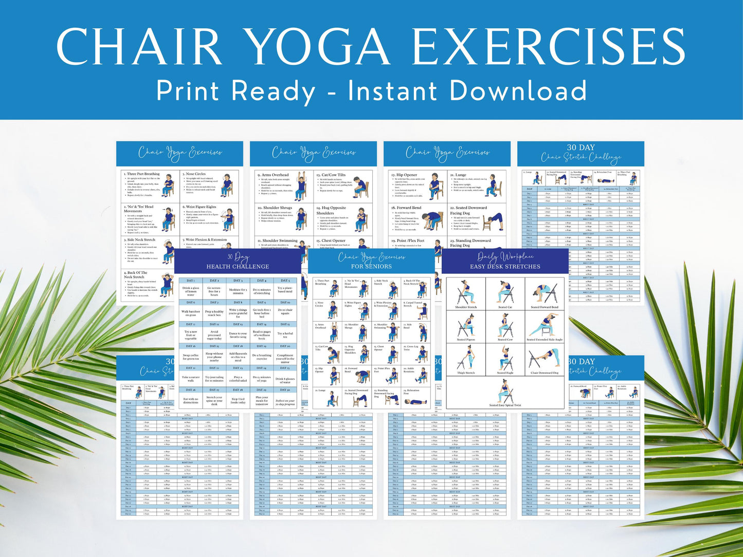 Chair Yoga For Weight Loss Printable, Seated Yoga Routine For Seniors, 30 Exercise Program, Senior Workout Guide, Meal Planner, Yoga Tracker