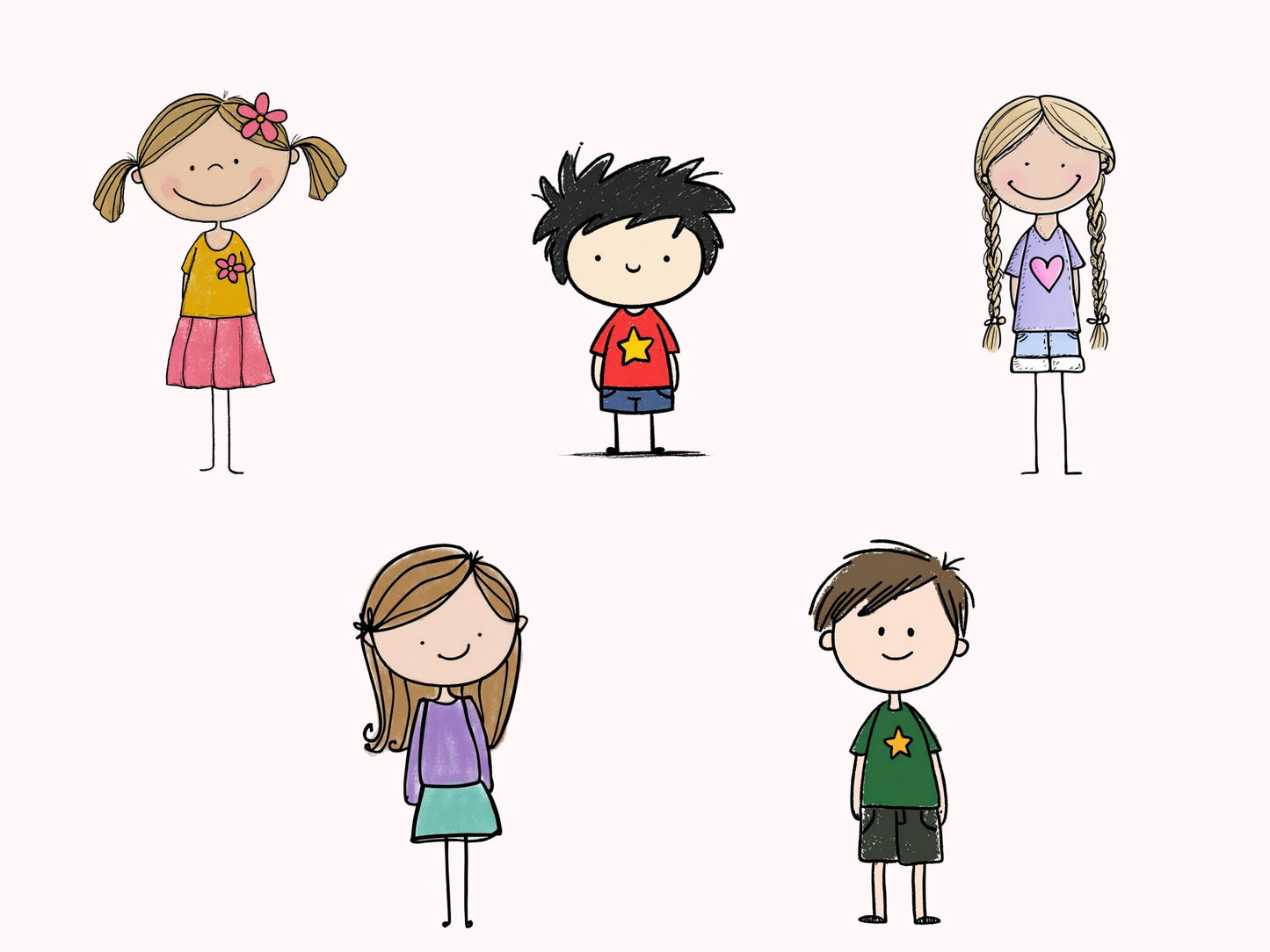 Clipart-Bundle mit Strichmännchen, Strichmännchen-PNG, Schulkinder-PNG, kommerzielle Nutzung, Sofort-Download