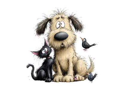 Ensemble d'images clipart originales sur l'amitié, PNG fantaisistes sur le thème de l'amitié, images clipart d'animaux amis à l'aquarelle, images clipart pour enfants, création de cartes, téléchargement instantané