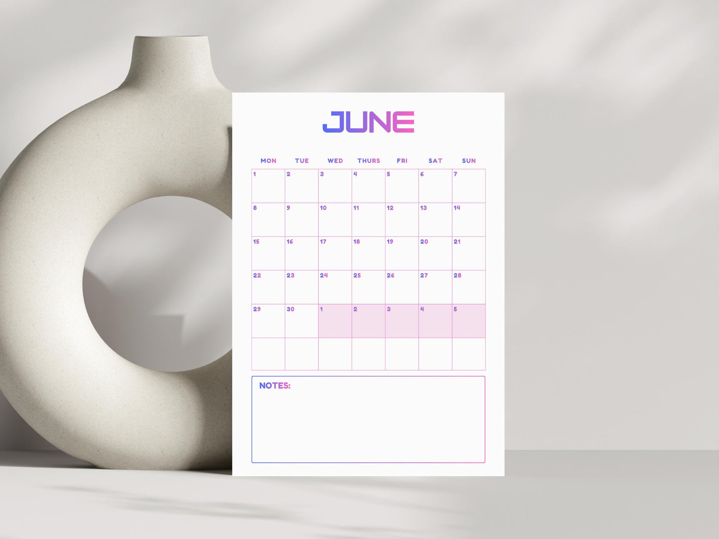 2026 Calendar Planner Printable, Elegant Monthly Calendar 2026, Monday Start Portrait Wall Calendar, Minimalist Monthly Calendar Planner
