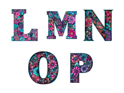 Paisley-Blumenalphabet-Cliparts, Alpha-Doodle-Buchstaben-PNG, Buntes Regenbogenalphabet-Cliparts, Alpha-Doodle-Zahlen-PNG, Sofort-Download