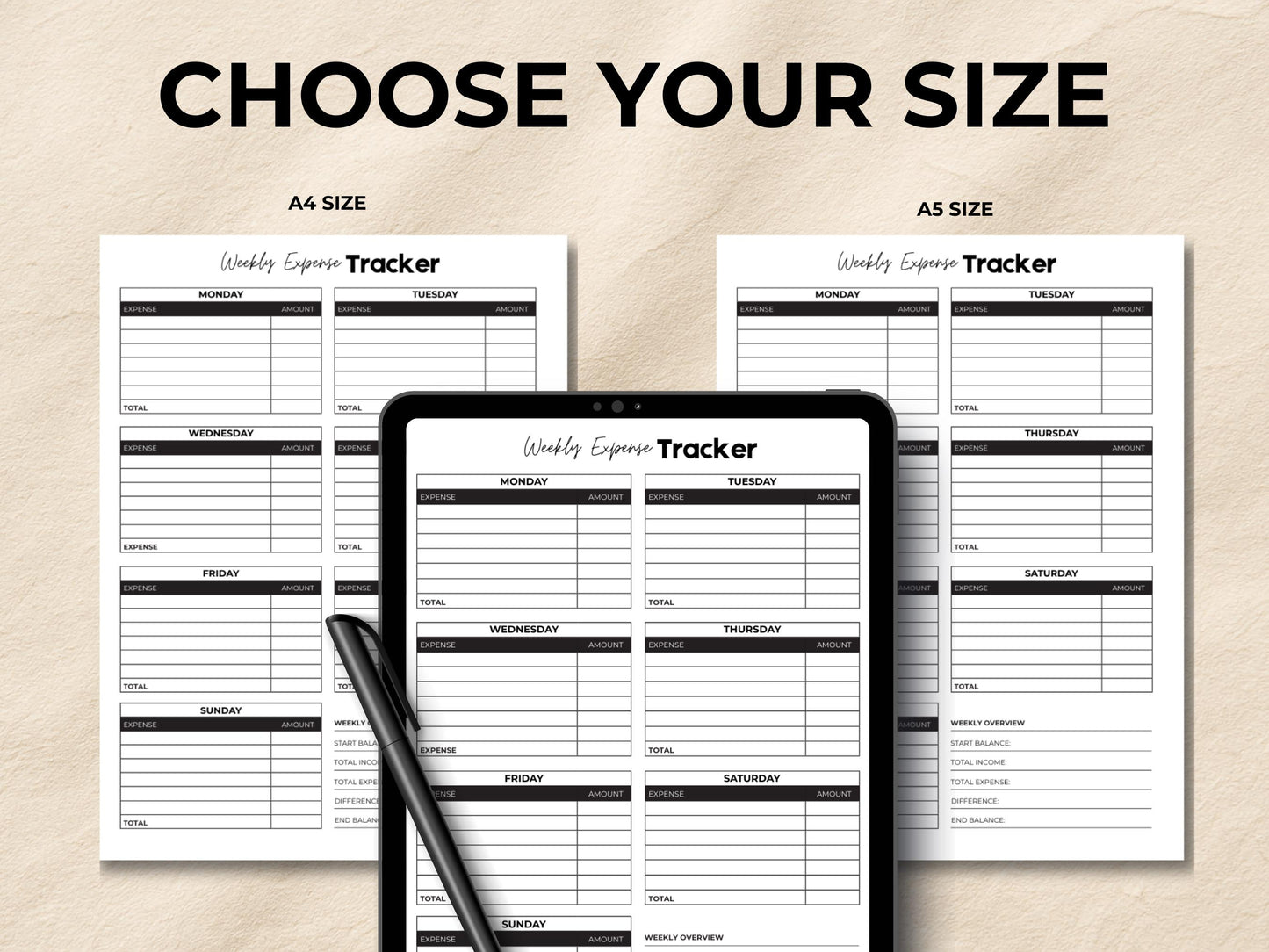 Weekly Expense Tracker Printable, Budget Planner, Spending Tracker, Weekly Finance Tracker, Finance Planner, A4/A5 PDF, Instant Download