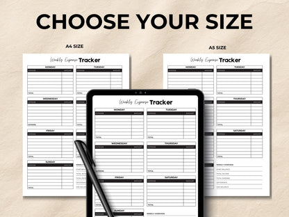 Weekly Expense Tracker Printable, Budget Planner, Spending Tracker, Weekly Finance Tracker, Finance Planner, A4/A5 PDF, Instant Download