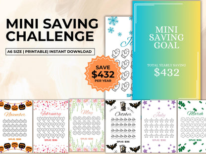 Low Income Monthly Saving Challenge Printable, Saving Tracker, Budget Tracker, Monthly Saving Plan, Mini Saving Challenge, Instant Download