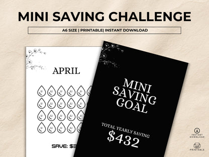 Low Income Monthly Saving Challenge Cash Envelops, Minimalist A6 Low Income Saving Challenge Bundle, Mini Yearly Saving Goal, Saving Tracker