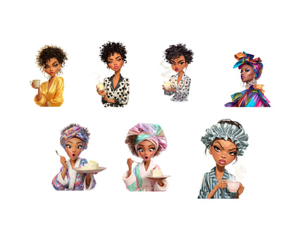 Sassy Black Women Clipart Bundle, Watercolor Afro Women PNG, Stank Face PNG, Black Girl Bonnet, Funny African Clipart, Sassy Girl Stickers
