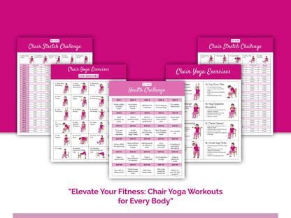 Chair Yoga For Seniors Chart, 30 Day Yoga Exercise Printable, Weight Loss Seniors Printable, Wellness Bundle, Senior Workout Guide