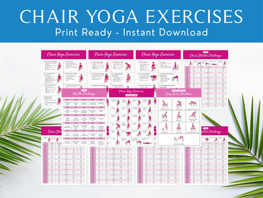 Chair Yoga For Seniors Chart, 30 Day Yoga Exercise Printable, Weight Loss Seniors Printable, Wellness Bundle, Senior Workout Guide